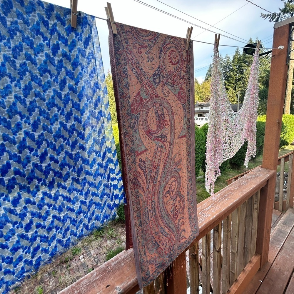 Three colourful scarves and one snood to add to your collection - gently loved